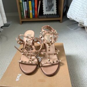 Valentino Garavani Tan Rockstud Heels
